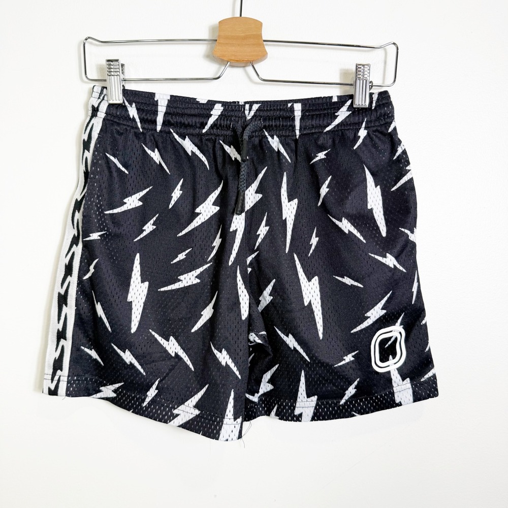 Overtime Basketball Shorts Boys YXL Black Lightning Bolt Mesh Athletic